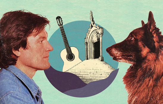 Ibrica Jusić + pas: prepoznatljiv trademark poznatoga dubrovačkog autora i interpreta / Ilustracija: Hrvoje Dešić